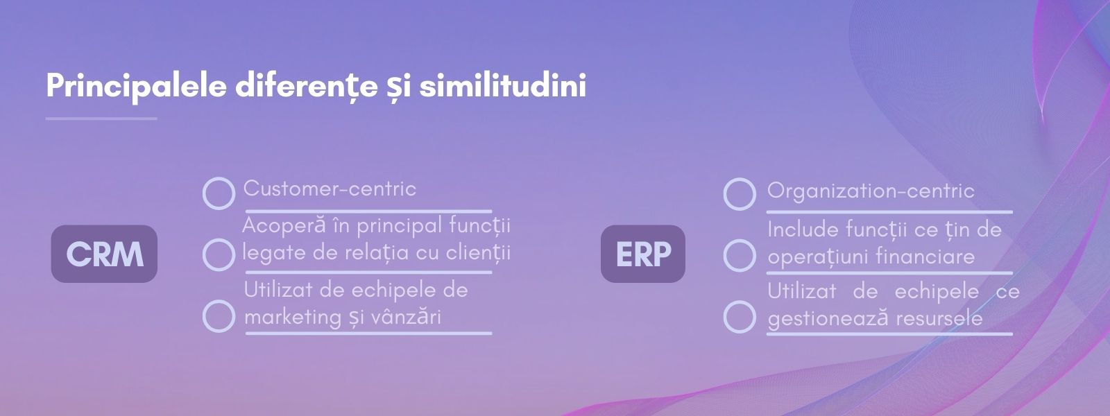 Principalele diferențe și similitudini CRM si ERP